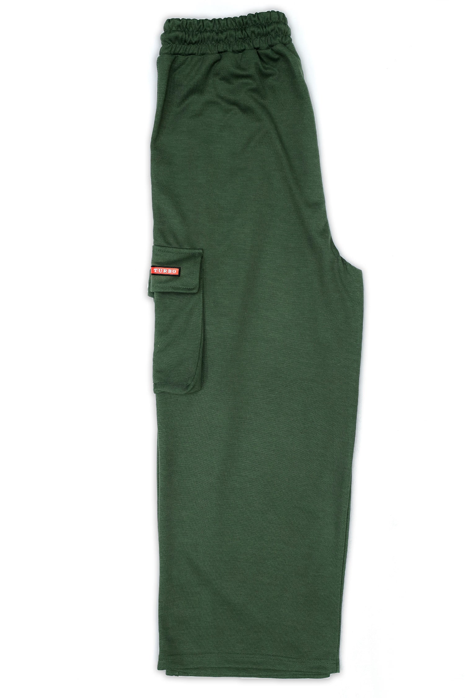 Turbo Multi-Pockets Loose Bottom Imp Cotton Blend Trouser In Green