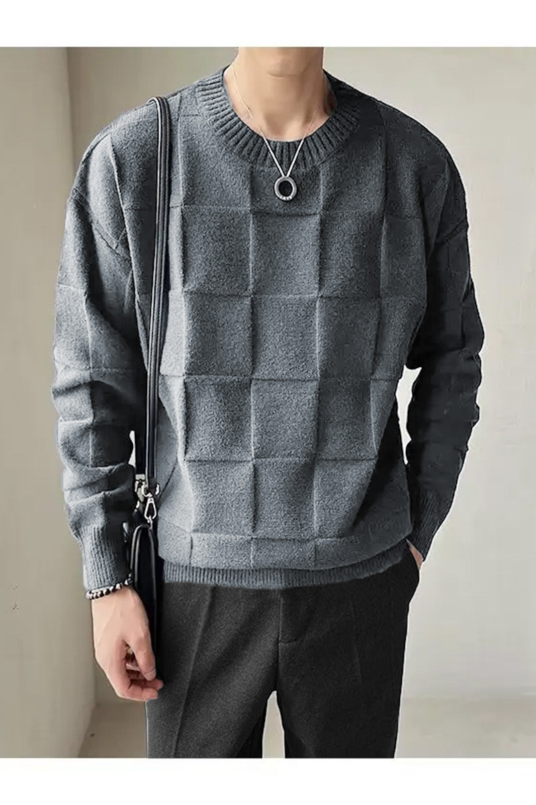 Hype Knitted Urban Sweater Style Crew Neck Men's Sweatshirt