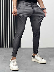 Men Supper Elastic Stretchable Cotton Pant In Charcoal Grey