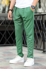 Turbo Pique Textured Double Plate SlimFit Trouser In Green