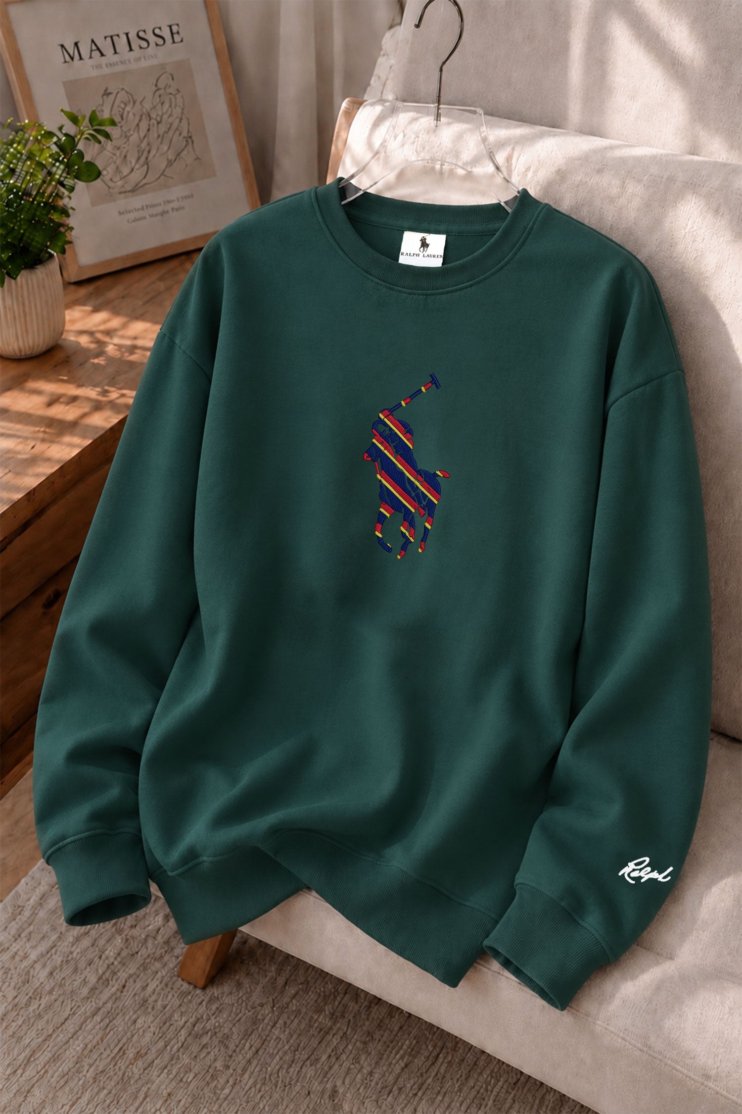 Plo Rph Lren Heritage Round Neck Men's Sweatshirt In Green