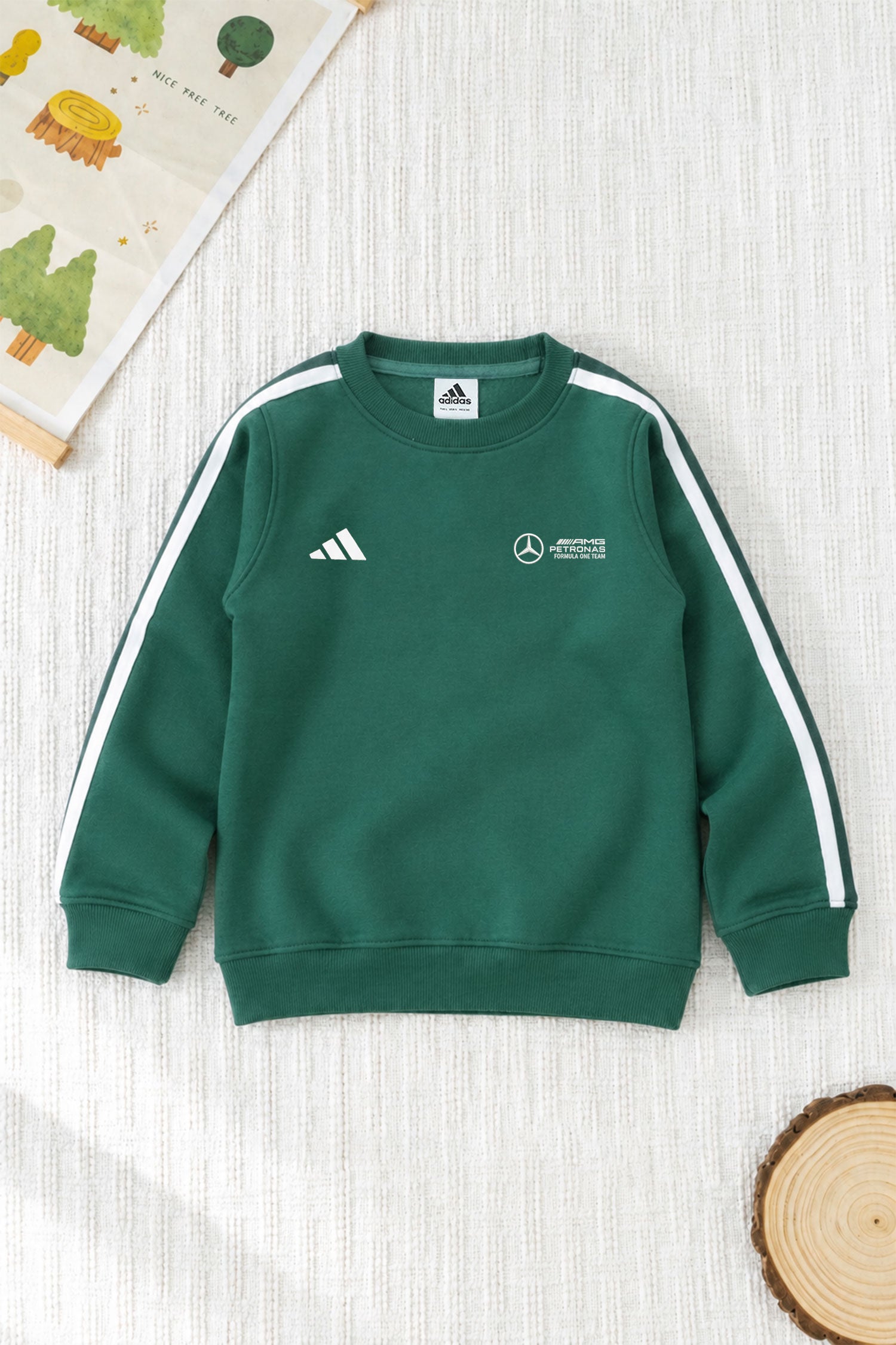 Adds Blokecore Aesthetic Quarter Round Neck Kid's Sweatshirt In Green