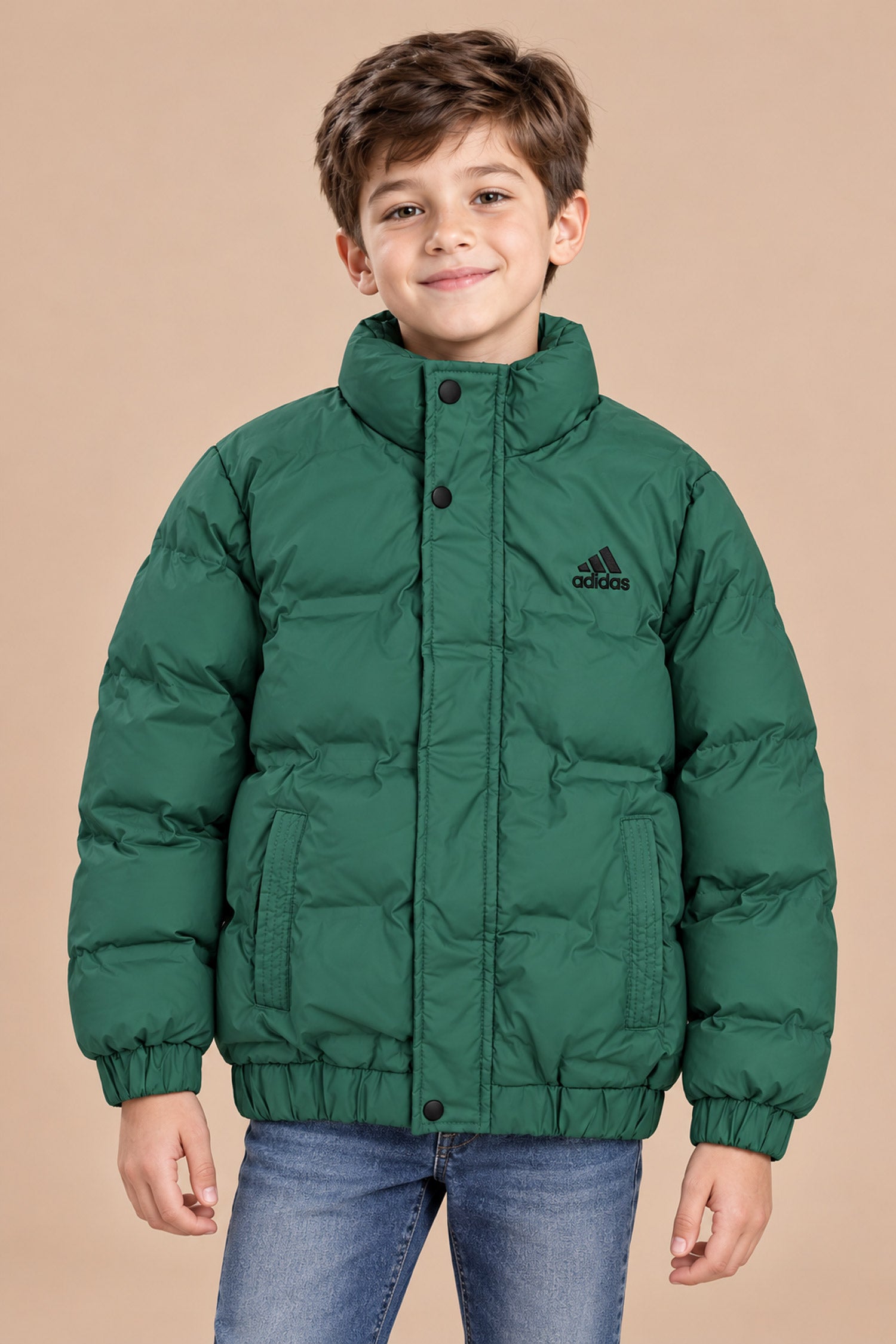 Adds Essentials Hybrid Imported Kid's Puffer Jacket In Green