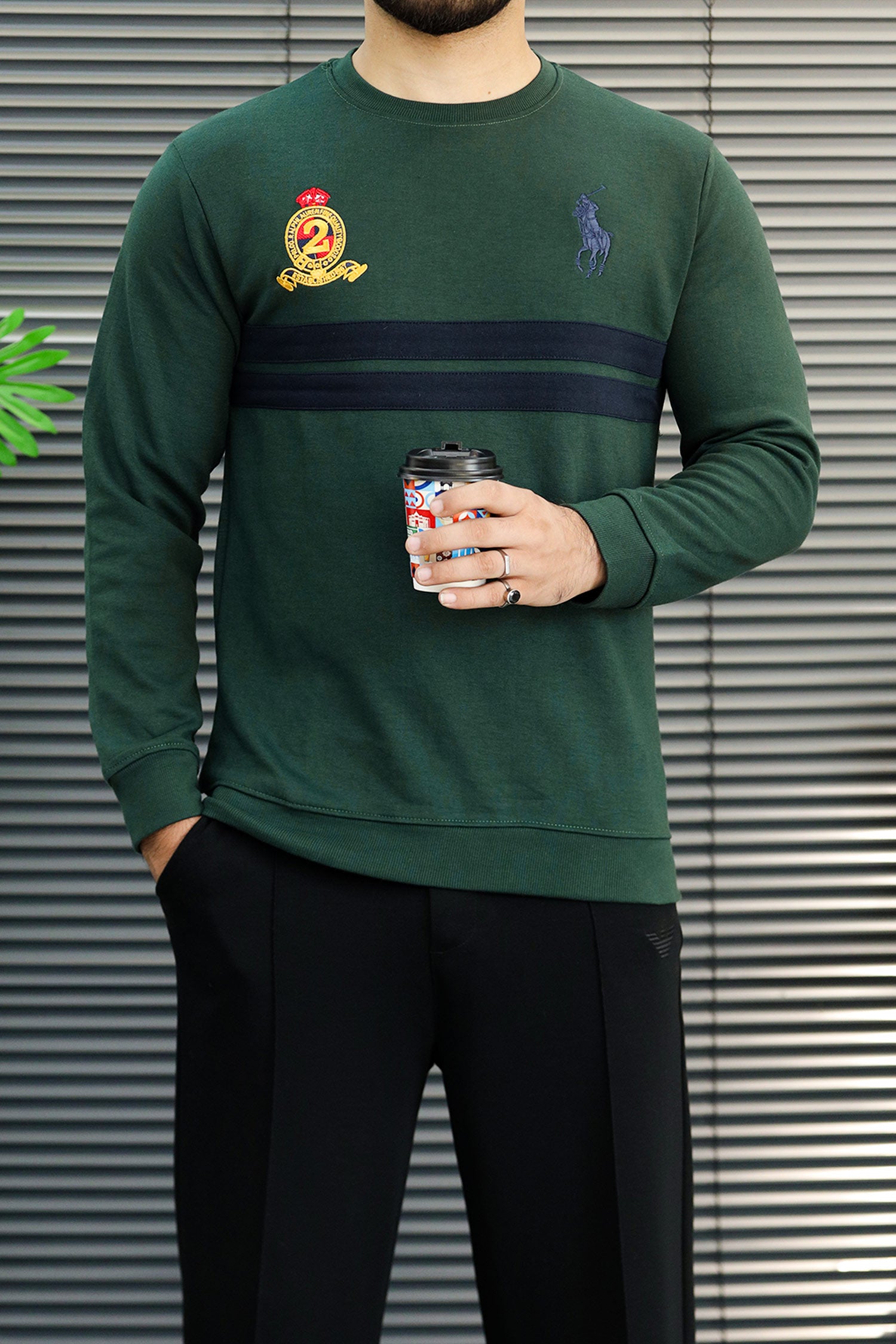 Plo Rph Lren Classic Paneled Round Neck Men's Sweatshirt