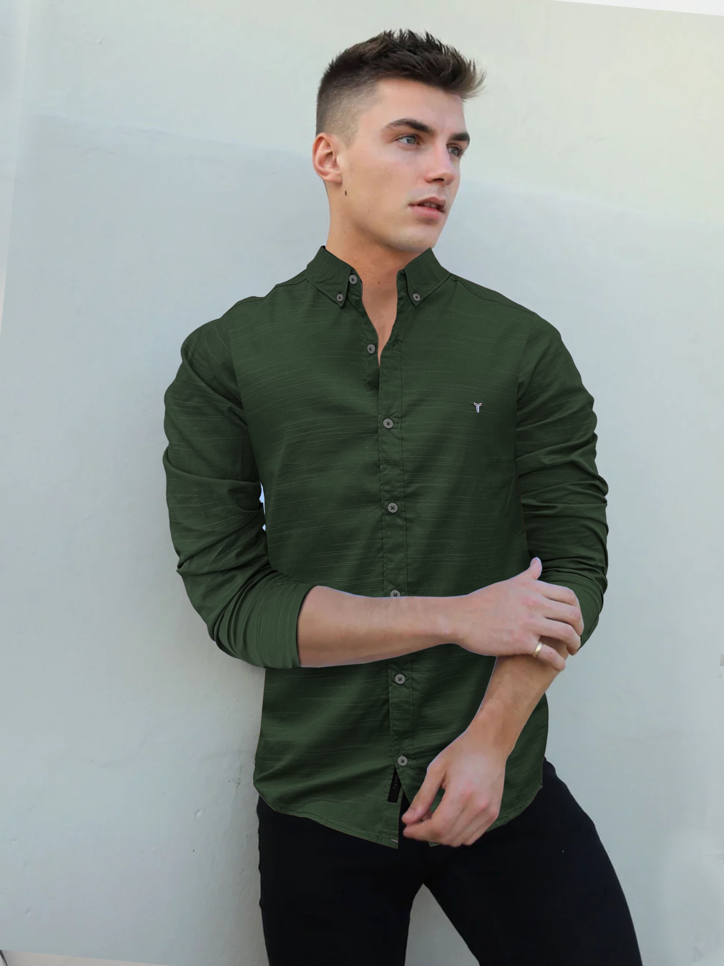 Self Textured Cotton Shirt