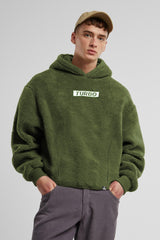 Turbo Cozy Imported Sherpa-Lined Hoodie In Camo Green