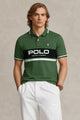 Plo Rph Lren Prominent Horizontal Stripe Men's Polo Shirt In Olive Green
