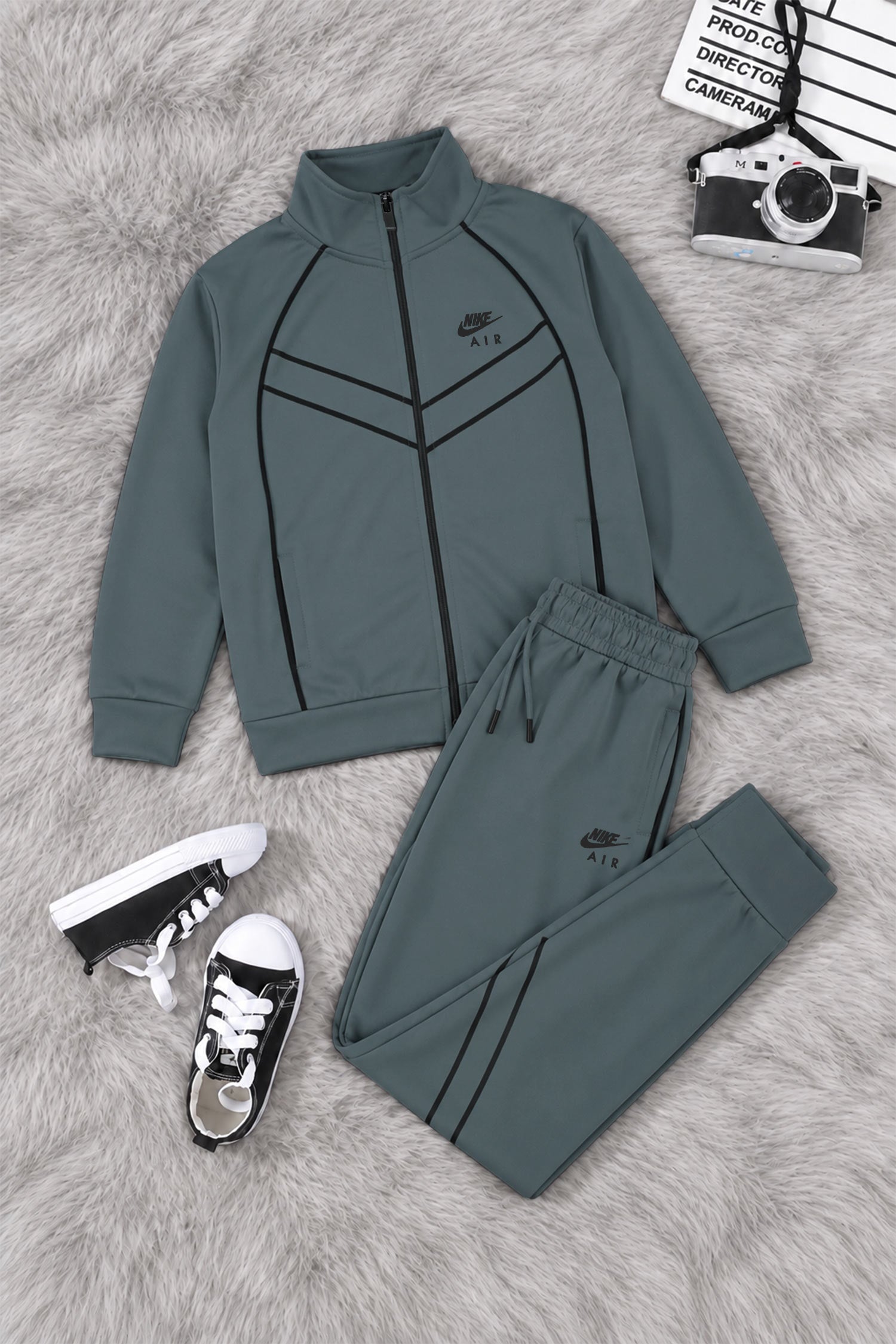 Nke Performance Runner Zipper Kid's Co-Ord Set In Grey