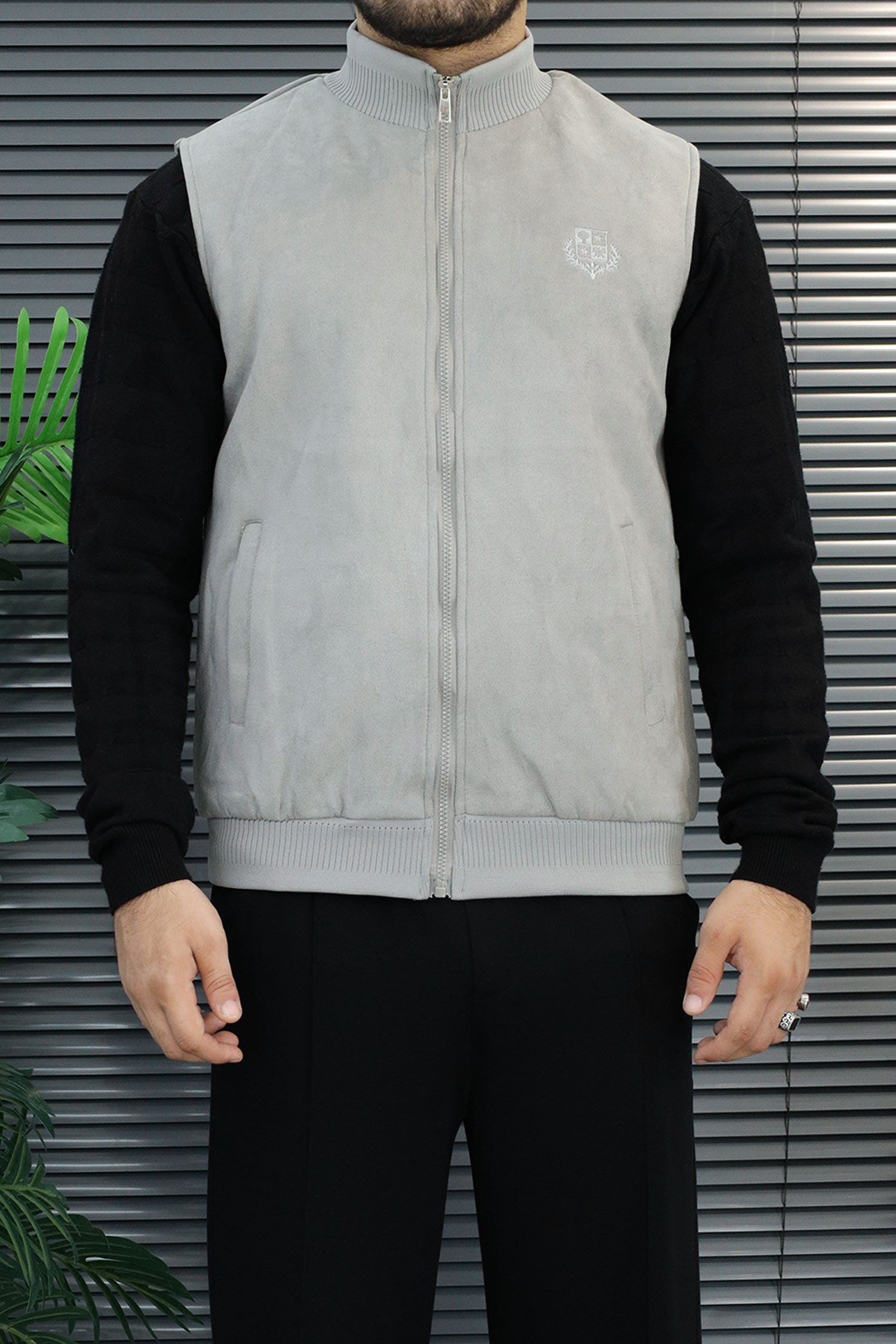 Turbo stand-up collar Imported Suede Men's Gilet