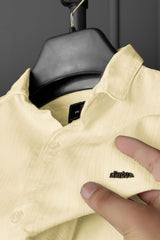 Turbo Self Lining Long Sleeve Cotton Casual Shirt In Light Lemon