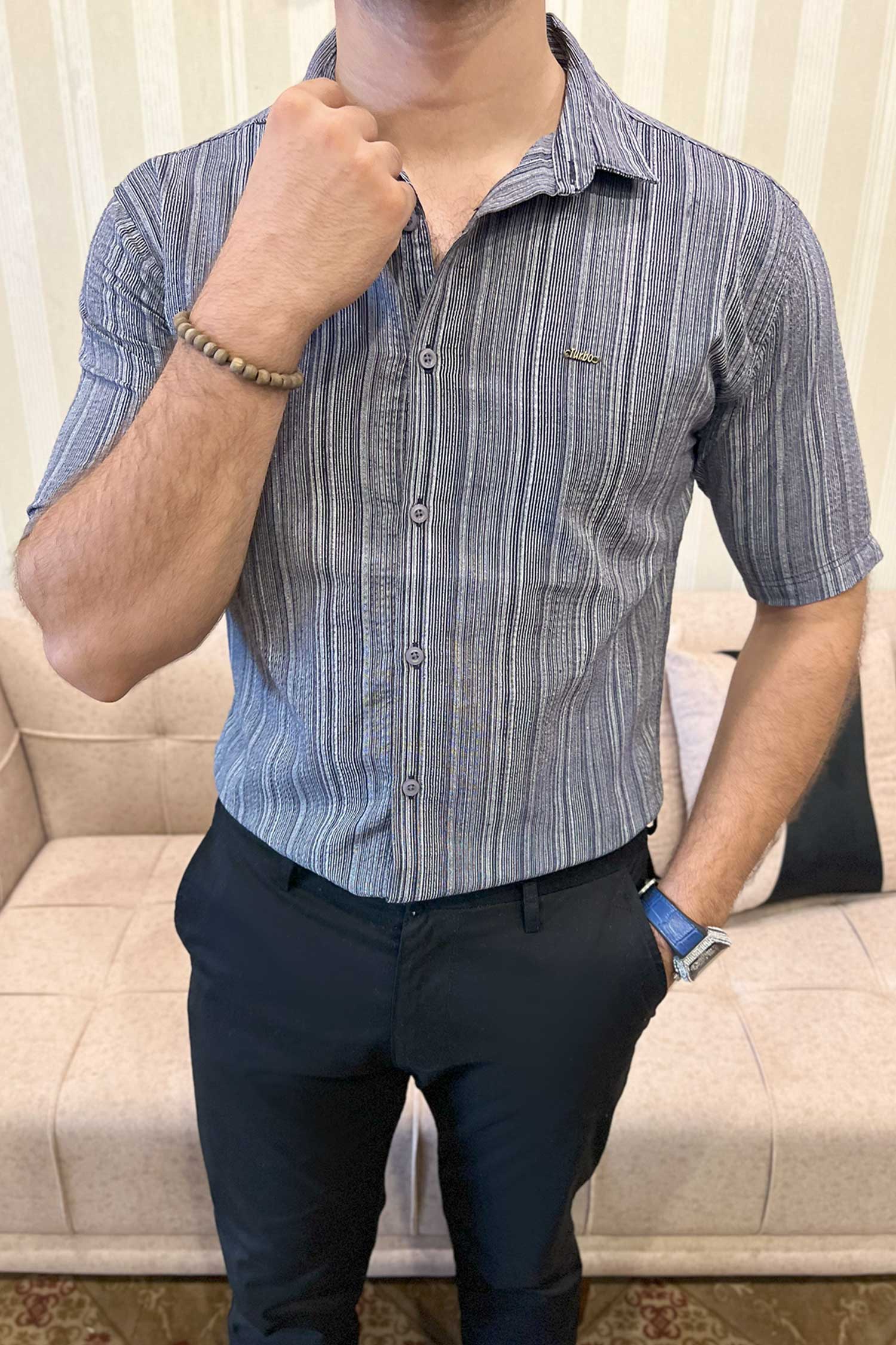 Turbo Down Box Collared Casual Shirt
