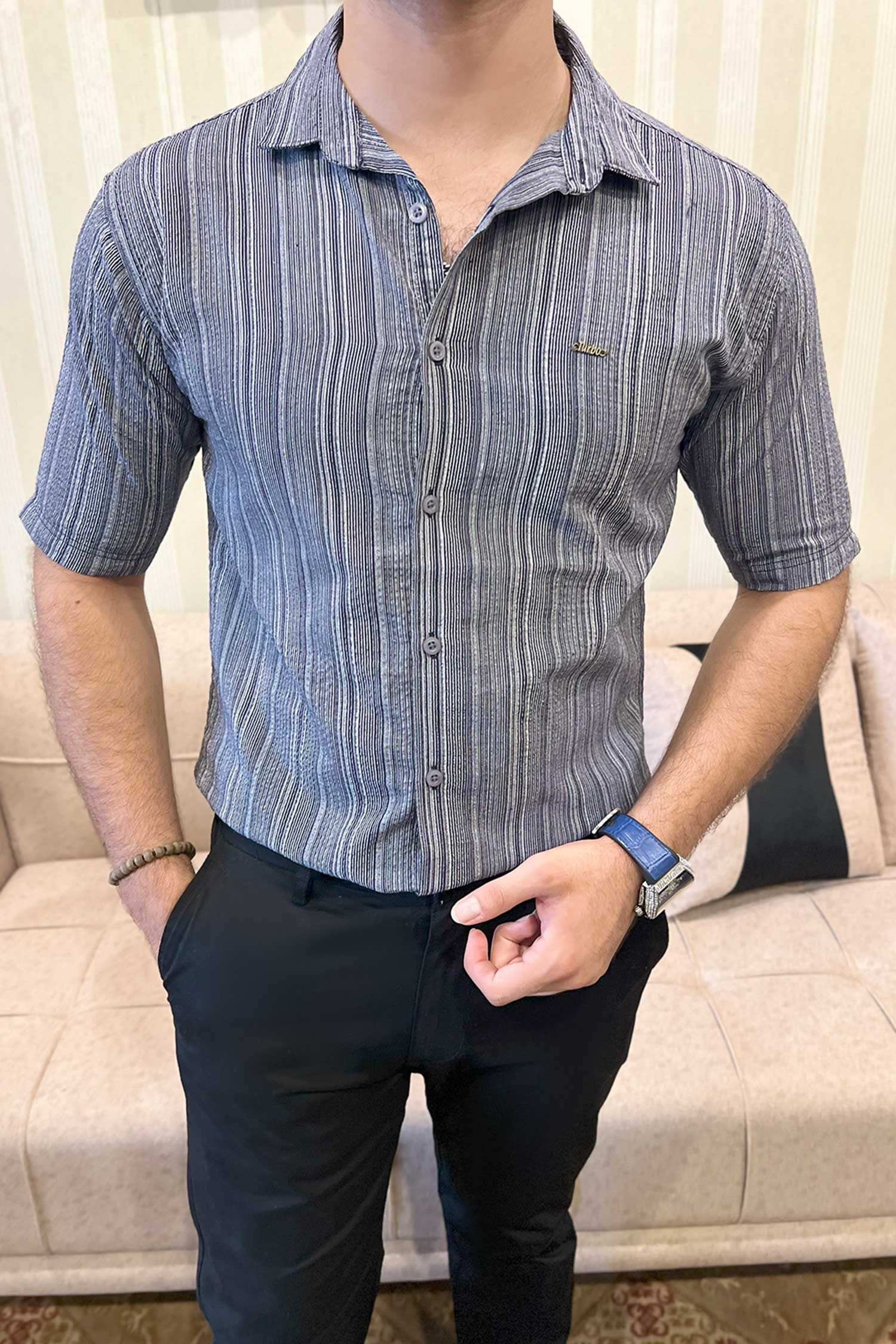 Turbo Down Box Collared Casual Shirt