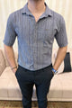 Turbo Down Box Collared Casual Shirt In Charcoal Blue