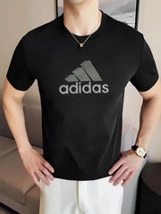 Adds Typography Badge Imported Round Neck T-Shirt In Black