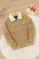 Neutral Faux Imported Kid's Suede Jacket In Khaki