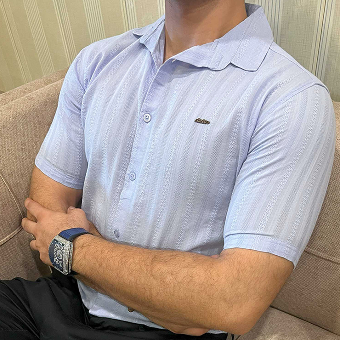 Turbo Endless Cool Embossed Casual Shirt In Light Blue