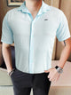 Turbo Textured Relaxed Fit Casual Shirt In Ice Blue