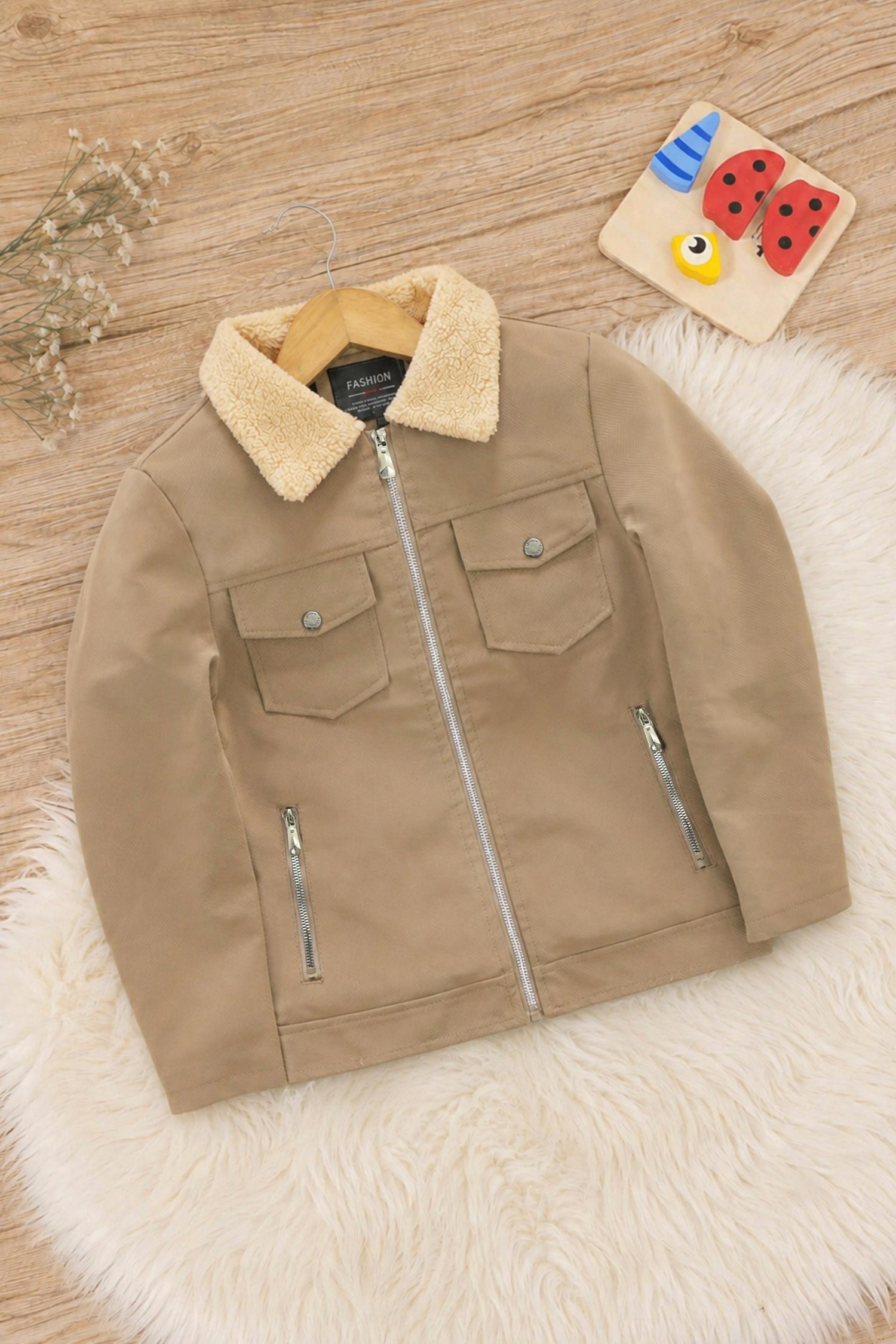 Relaxed Fit Imported Kid's Suede Leather Jacket