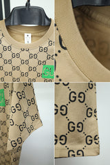 Guci All Over Design Oversized T-Shirt In Light Camel