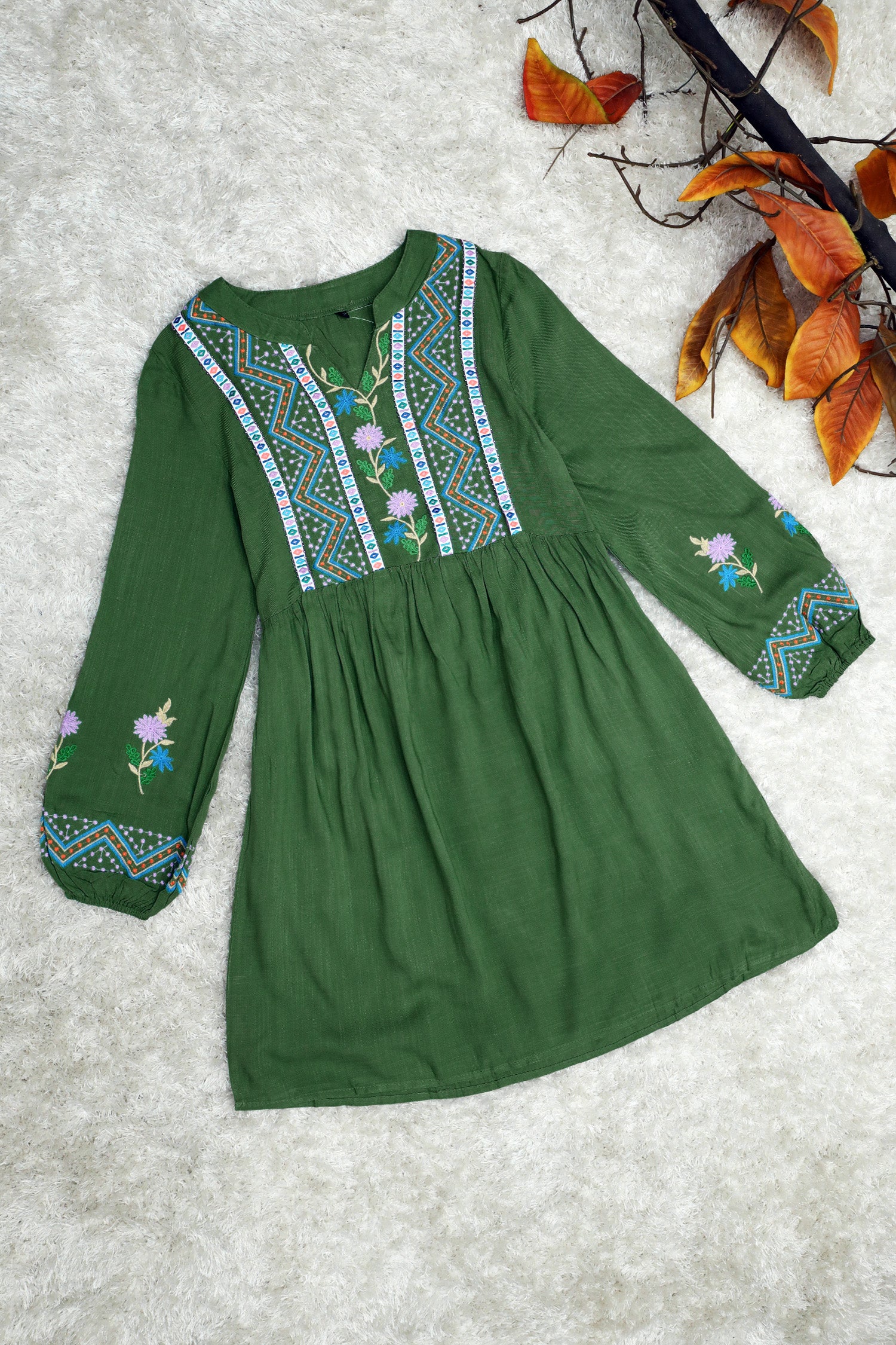 Embroidered Design Flower Pattern Turkish Imported Top