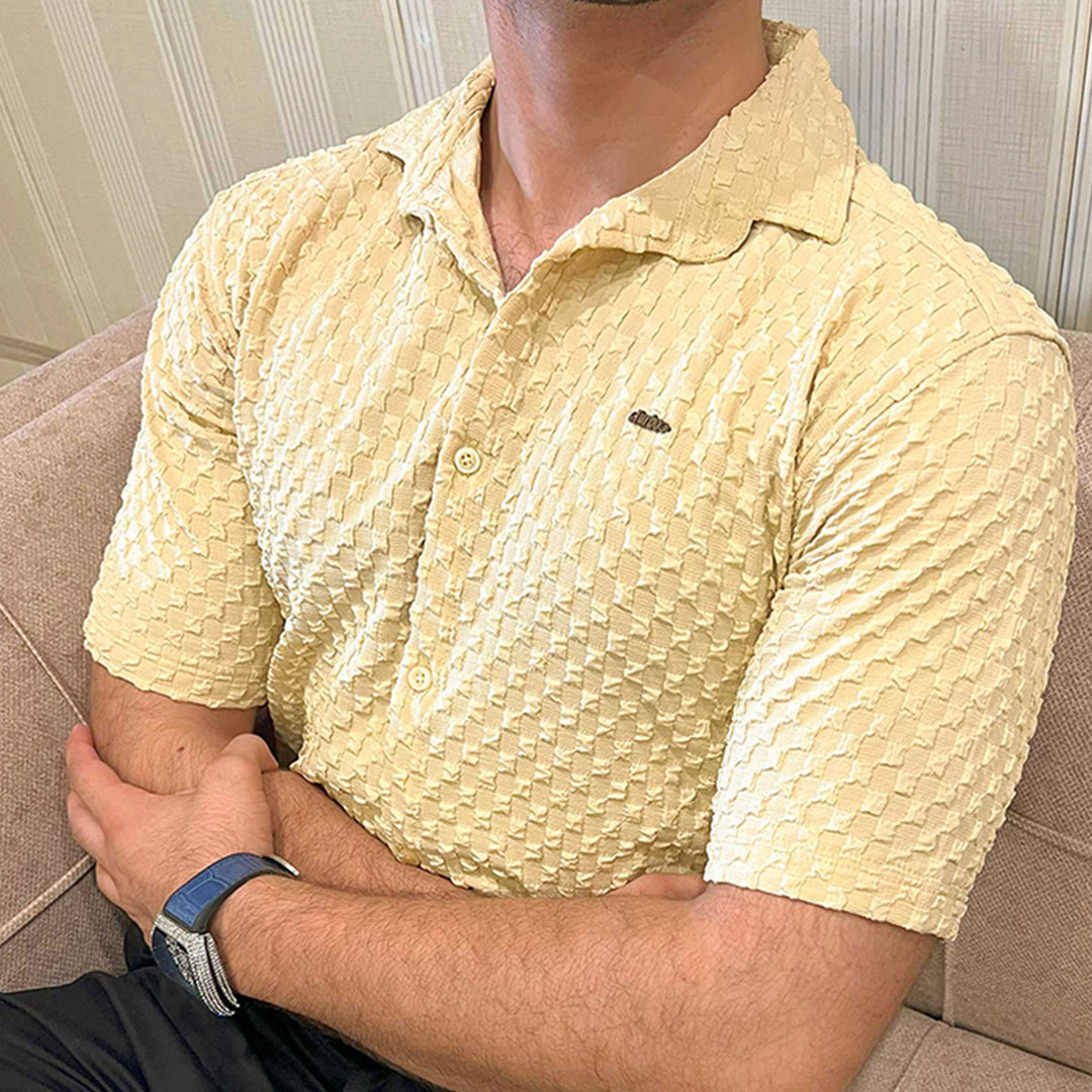 Turbo Popcorn Cuba Waffle Casual Shirt In Lemon