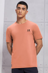 Undr Armur Front Logo Dry Fit Tee in Light Orange