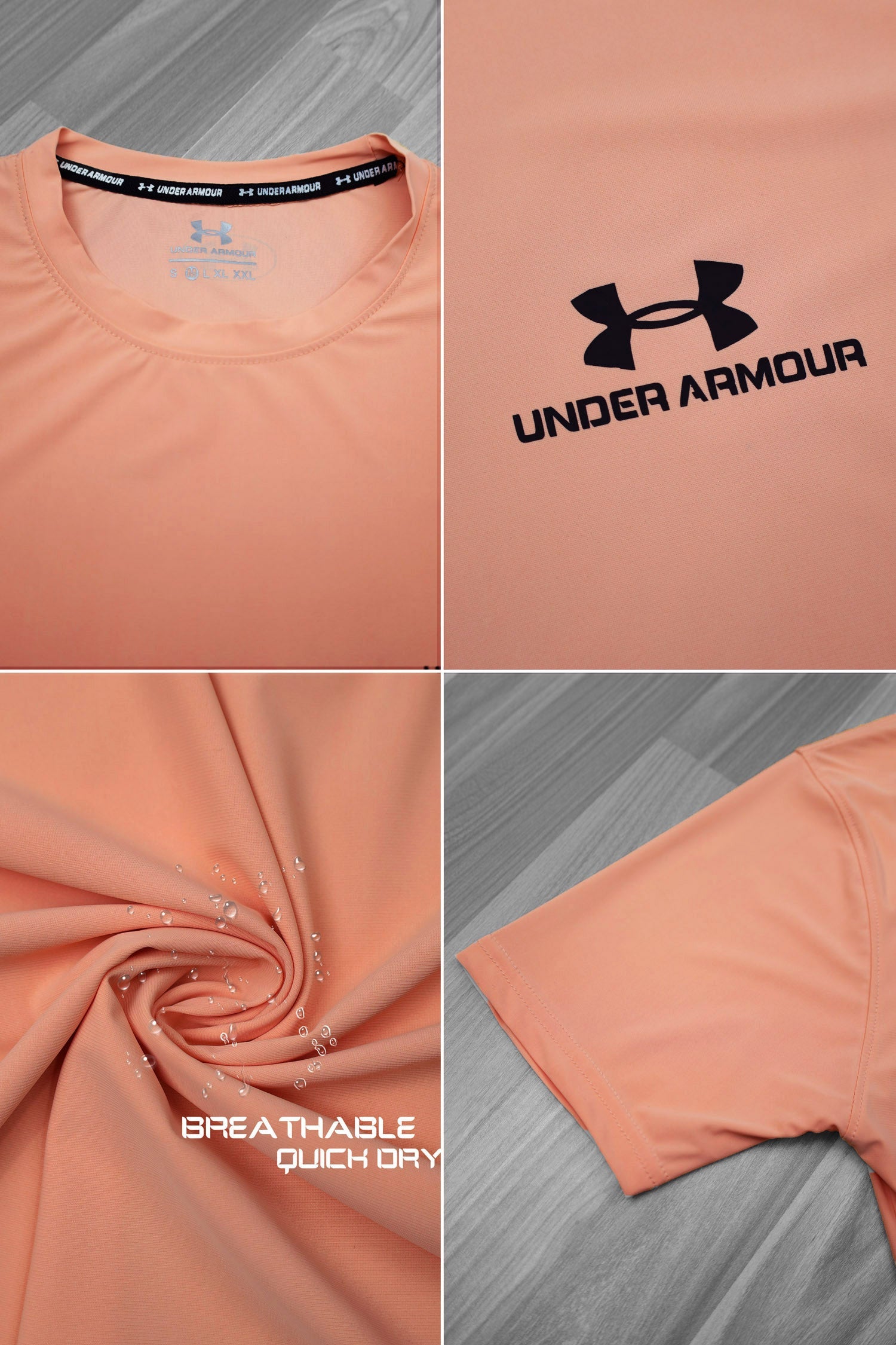 Undr Armur Front Logo Dry Fit Tee in Light Orange