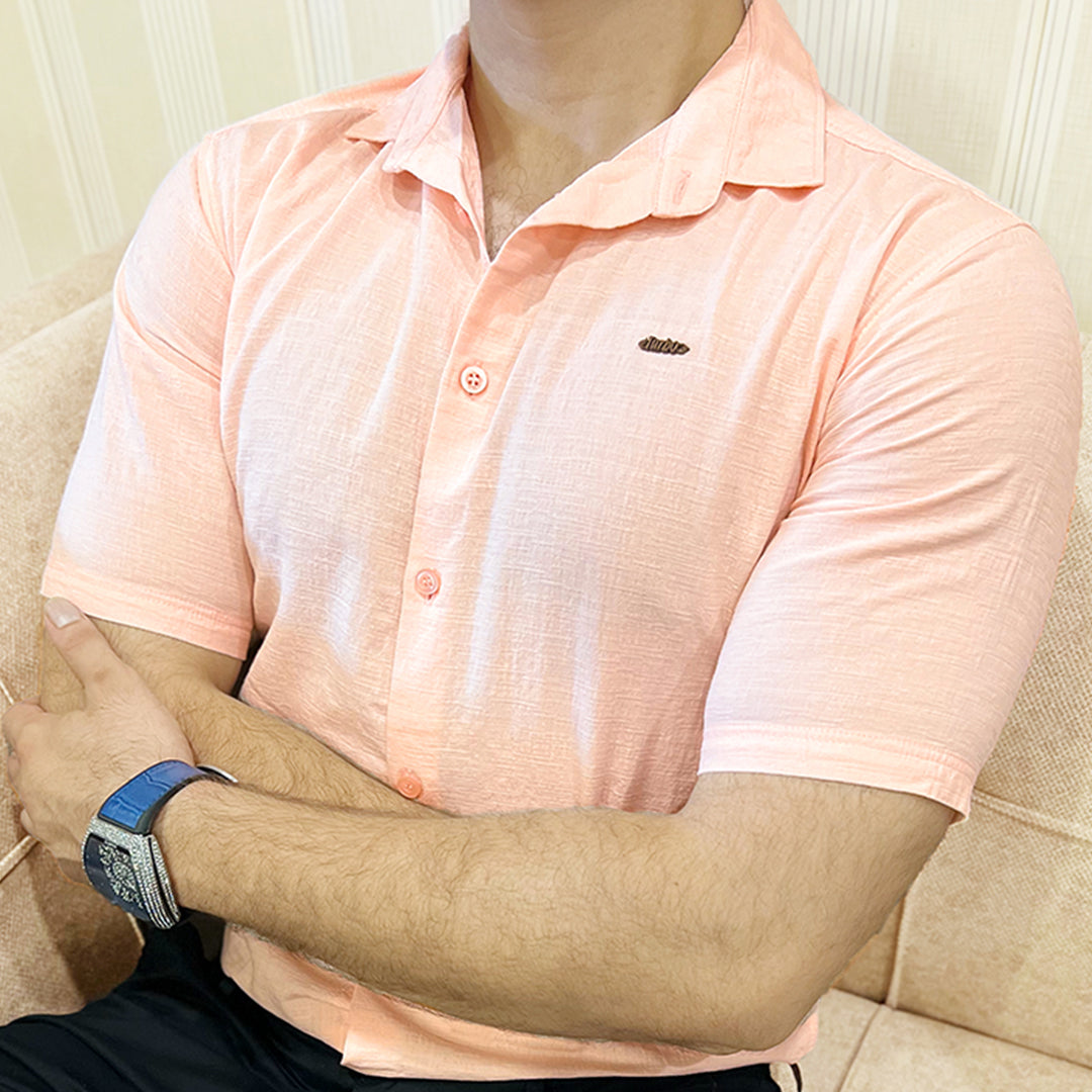 Turbo Textured Relaxed Fit Casual Shirt In Light Pink