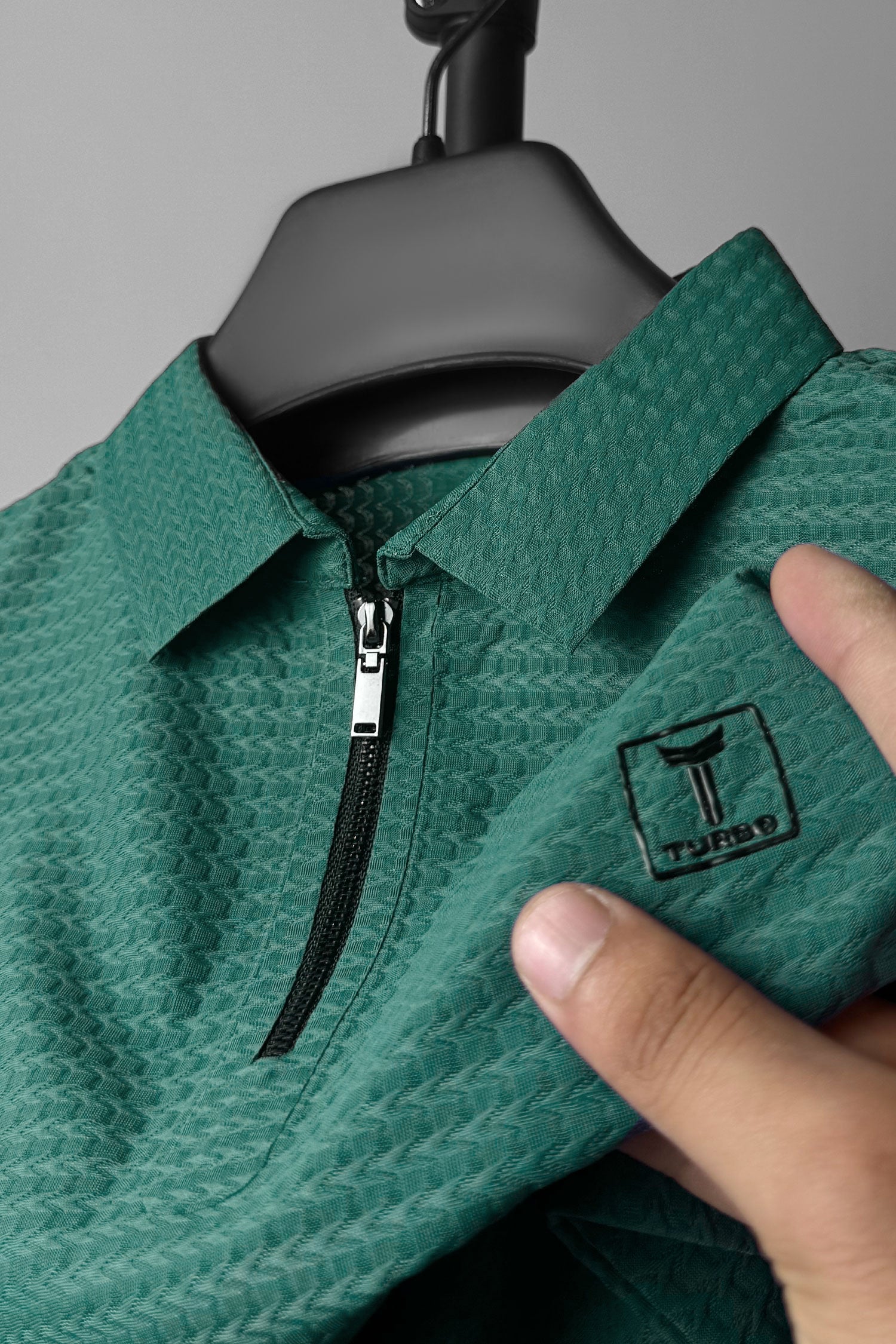 Turbo Elite Weave Textured Zipper Men's Polo Shirt