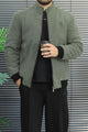 Warm Blend Bomber Imported Men's Wool Jacket In Light Sage