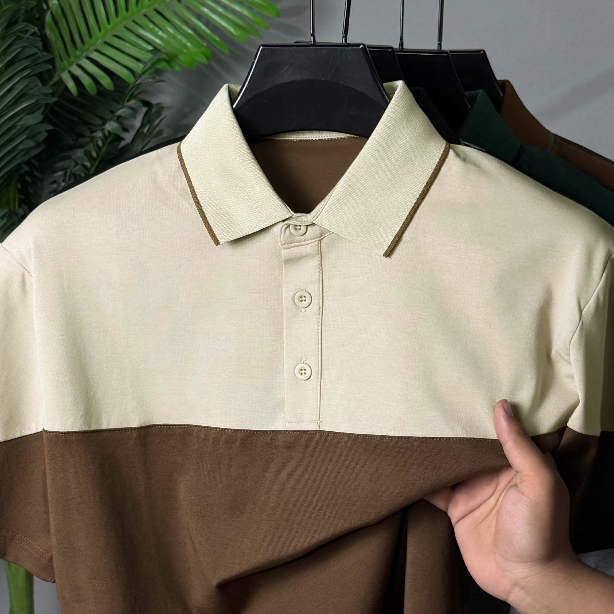 Turbo Color-Blocked Panel Style Men's Polo T-Shirt