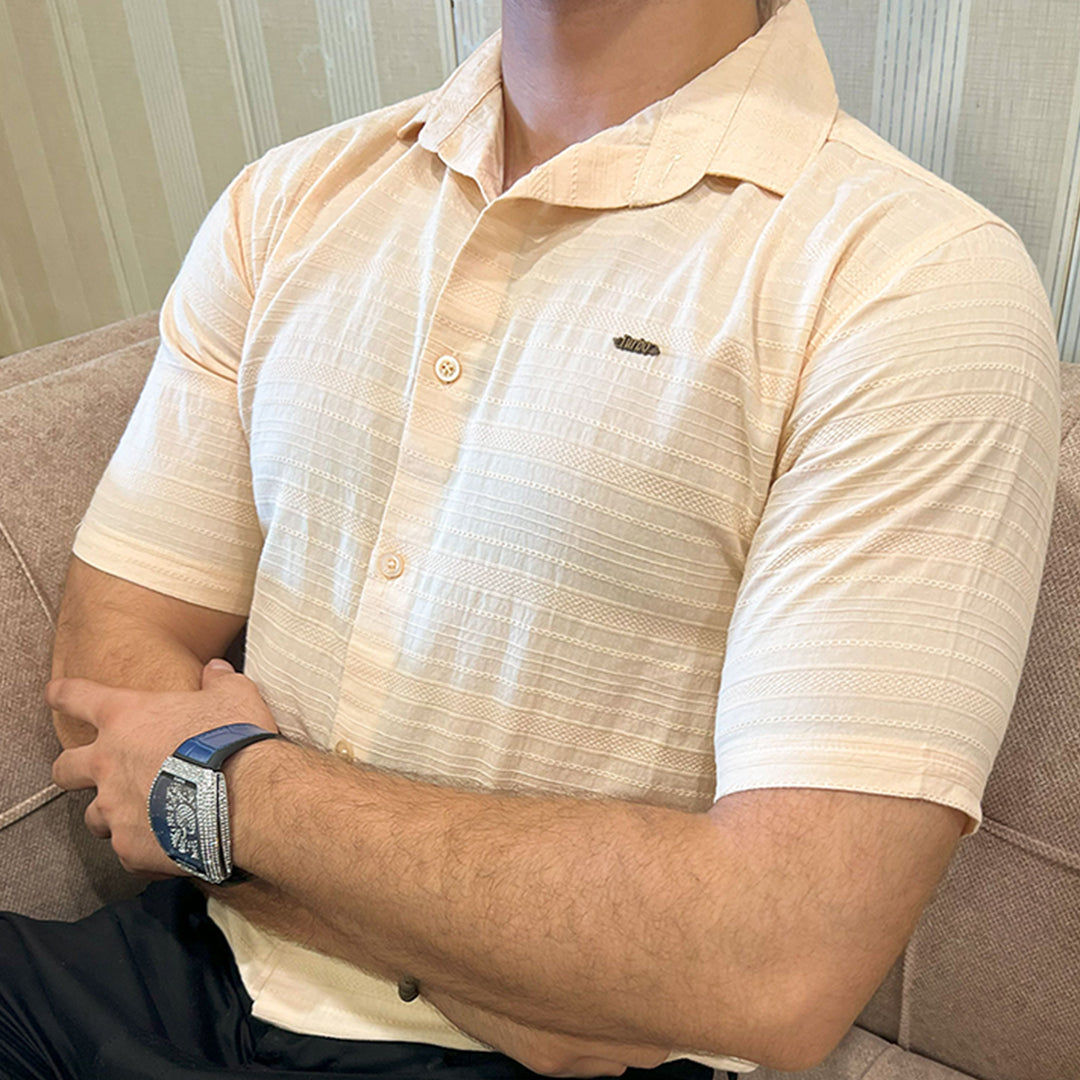 Turbo Knit Craft Crochet Casual Shirt In Light Skin