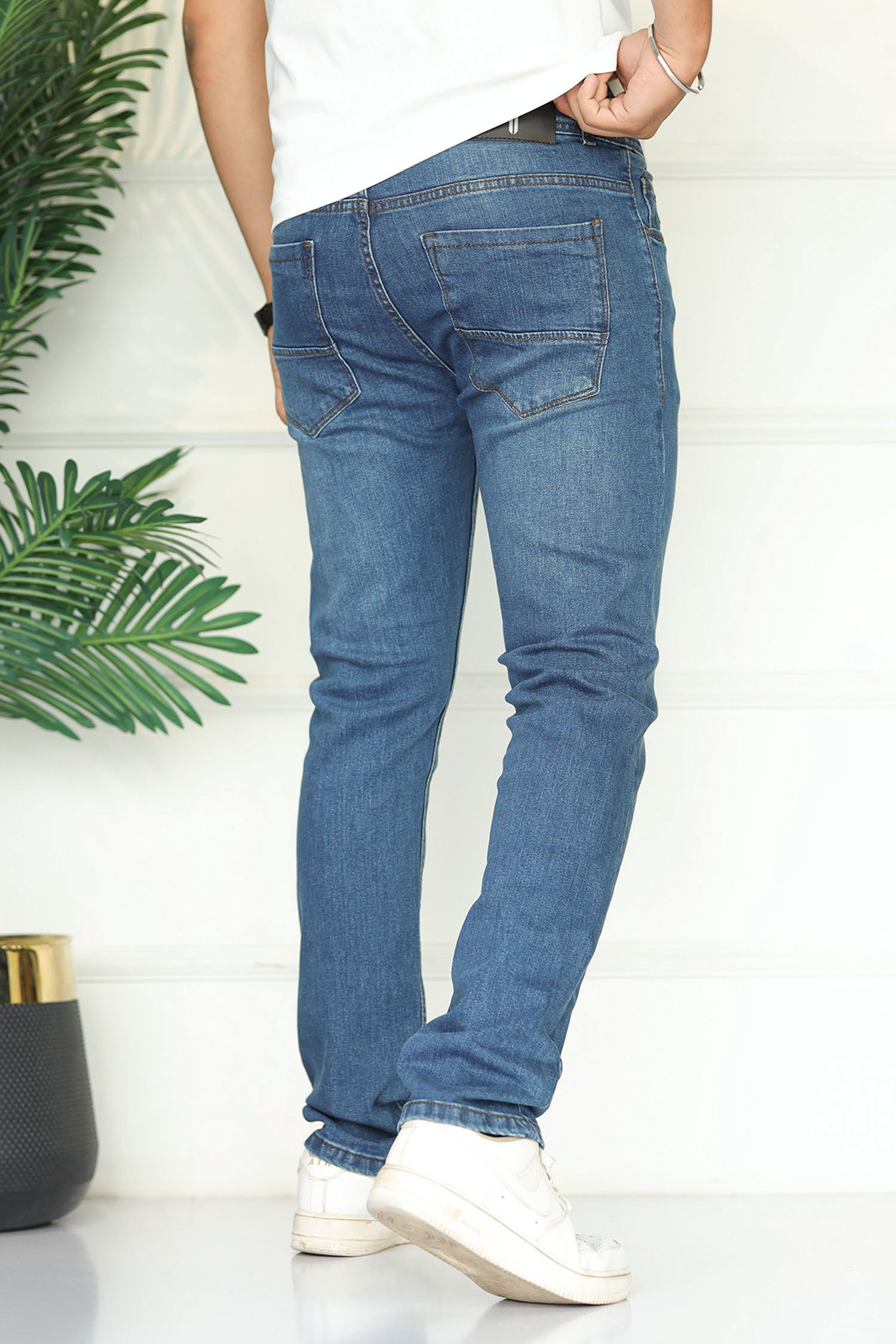 Turbo 'Skinny' Solid Light washed Slim-Fit Jeans In Mid Blue