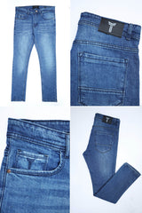 Faded Style Slim Fit Turbo Jeans In Mid Blue