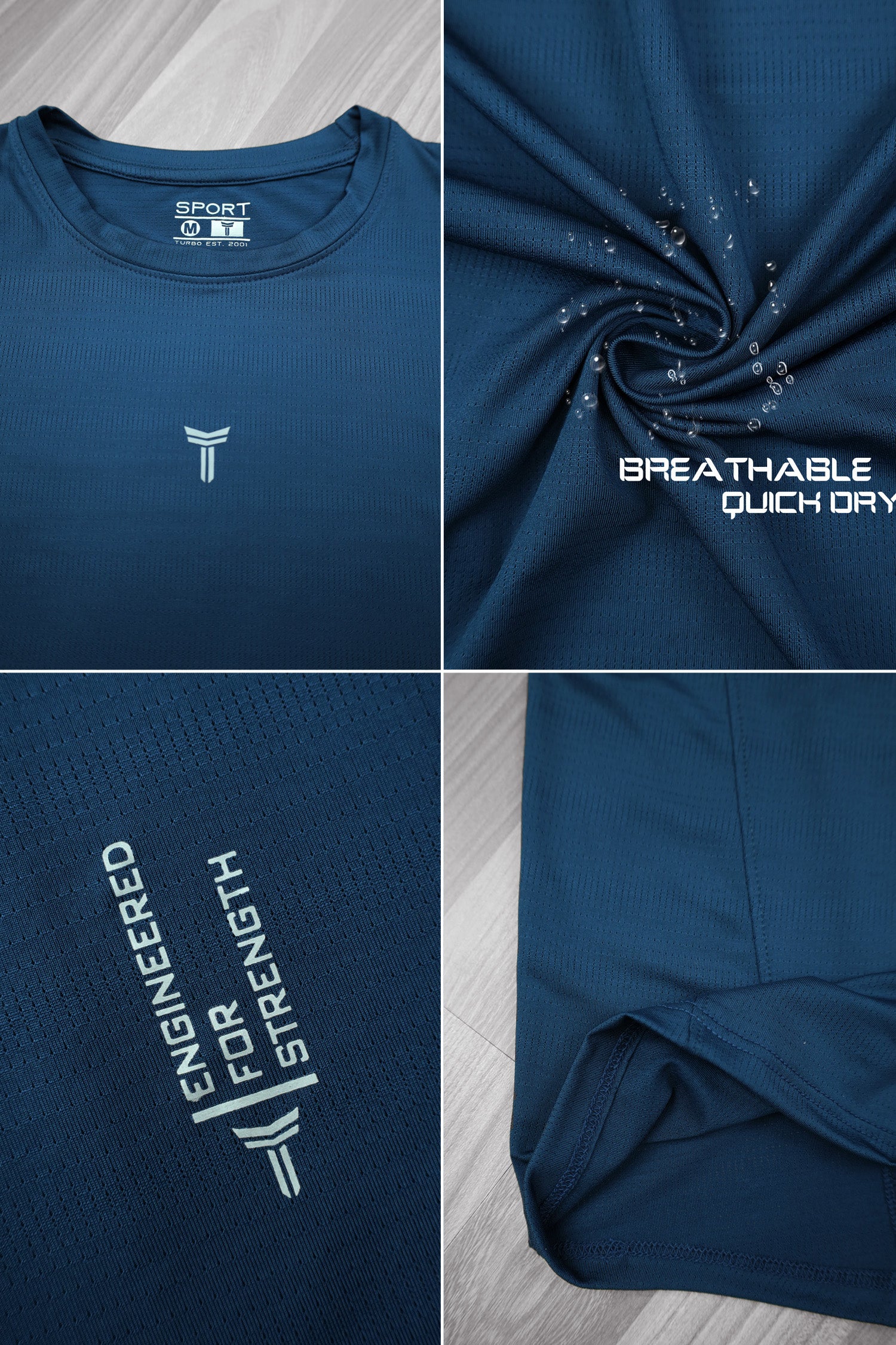 Turbo imp Lightweight comfy dryfit Tee In Navy Blue