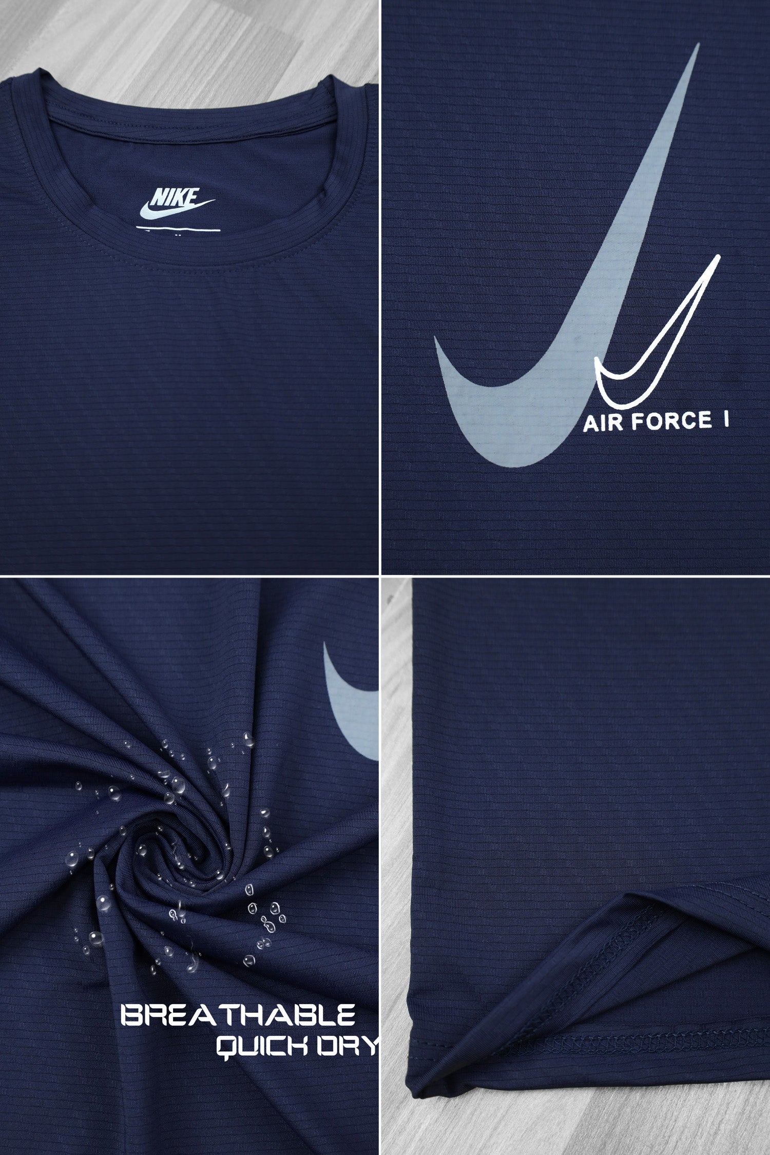 Nke Air Force Front Logo Dry Fit Tee In Dark Navy