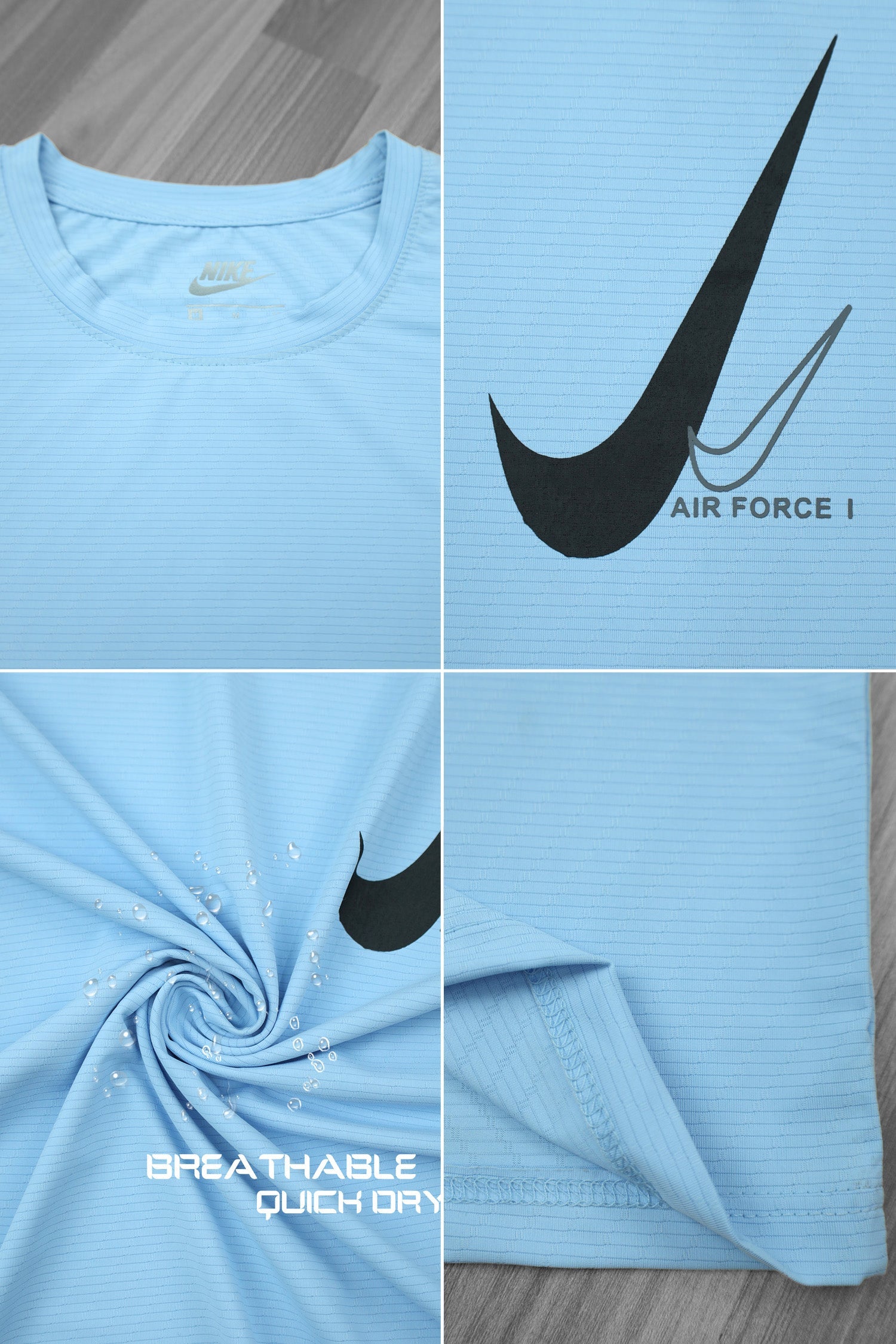 Nke Air Force Front Logo Dry Fit Tee In Sky Blue