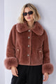 Women Wool-Cashmere Collar Imported Fur Jacket