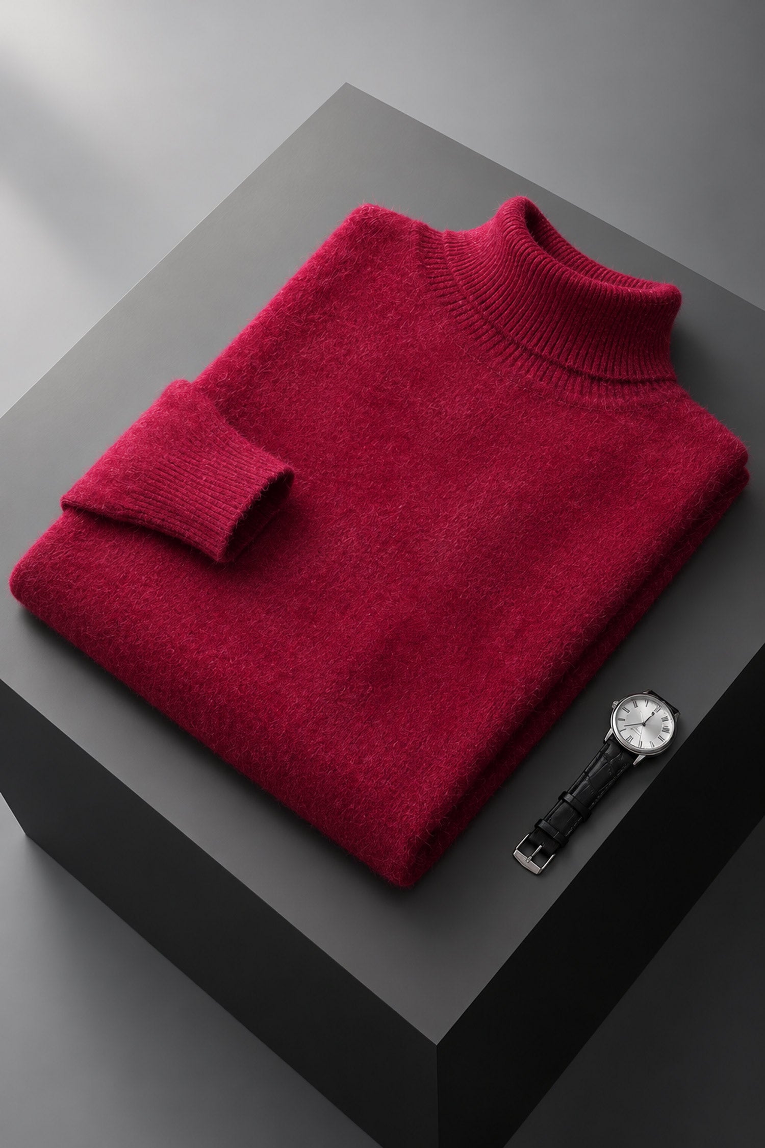 Turbo Extreme Rabbit Wool Turtleneck Pullover Imported High Neck In Maroon