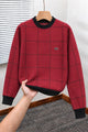 Lcste Windowpane Pattern Imported Men's Sweater In Maroon