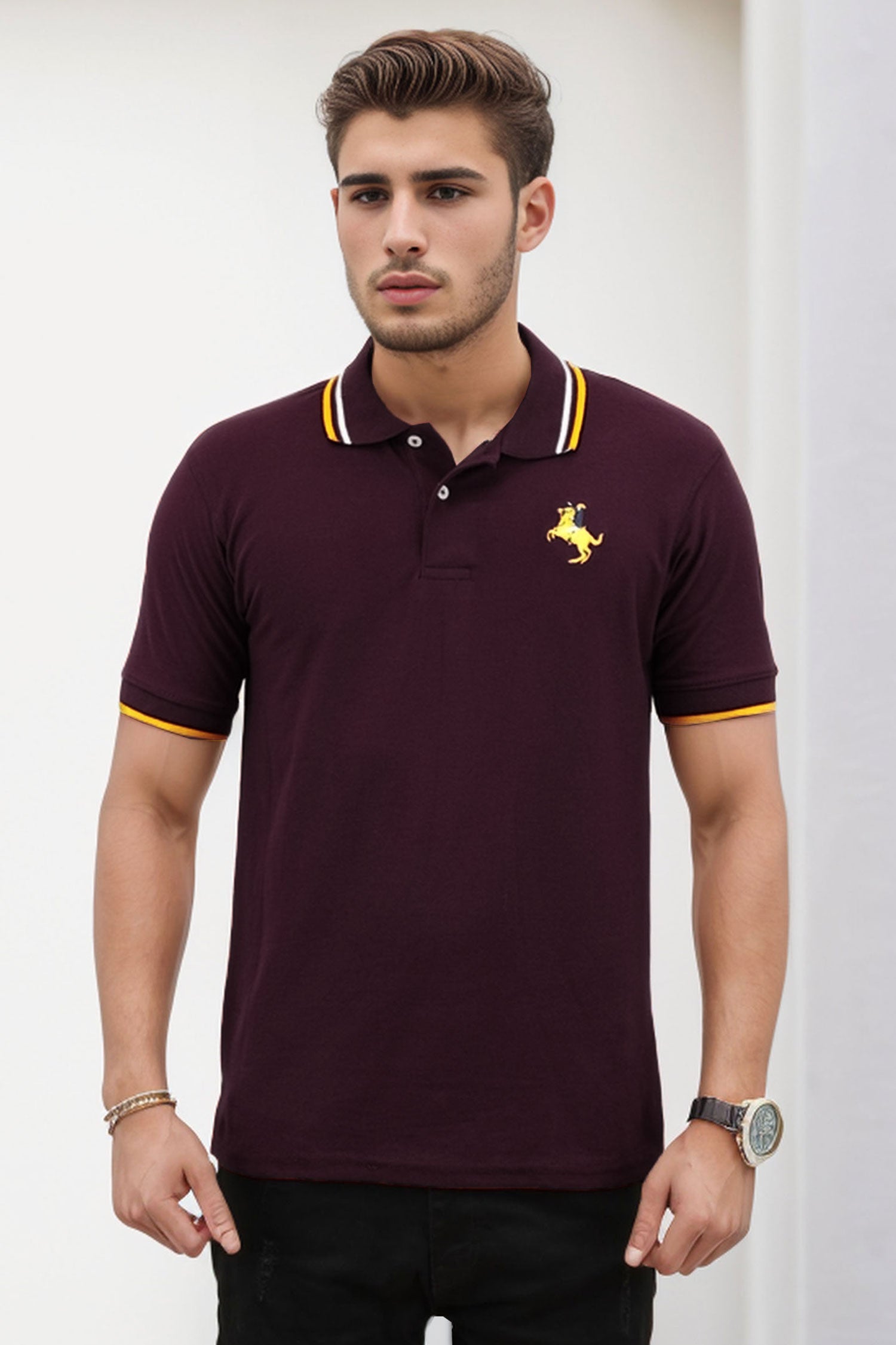 Giordno Collar Stripe Men's Polo Shirt