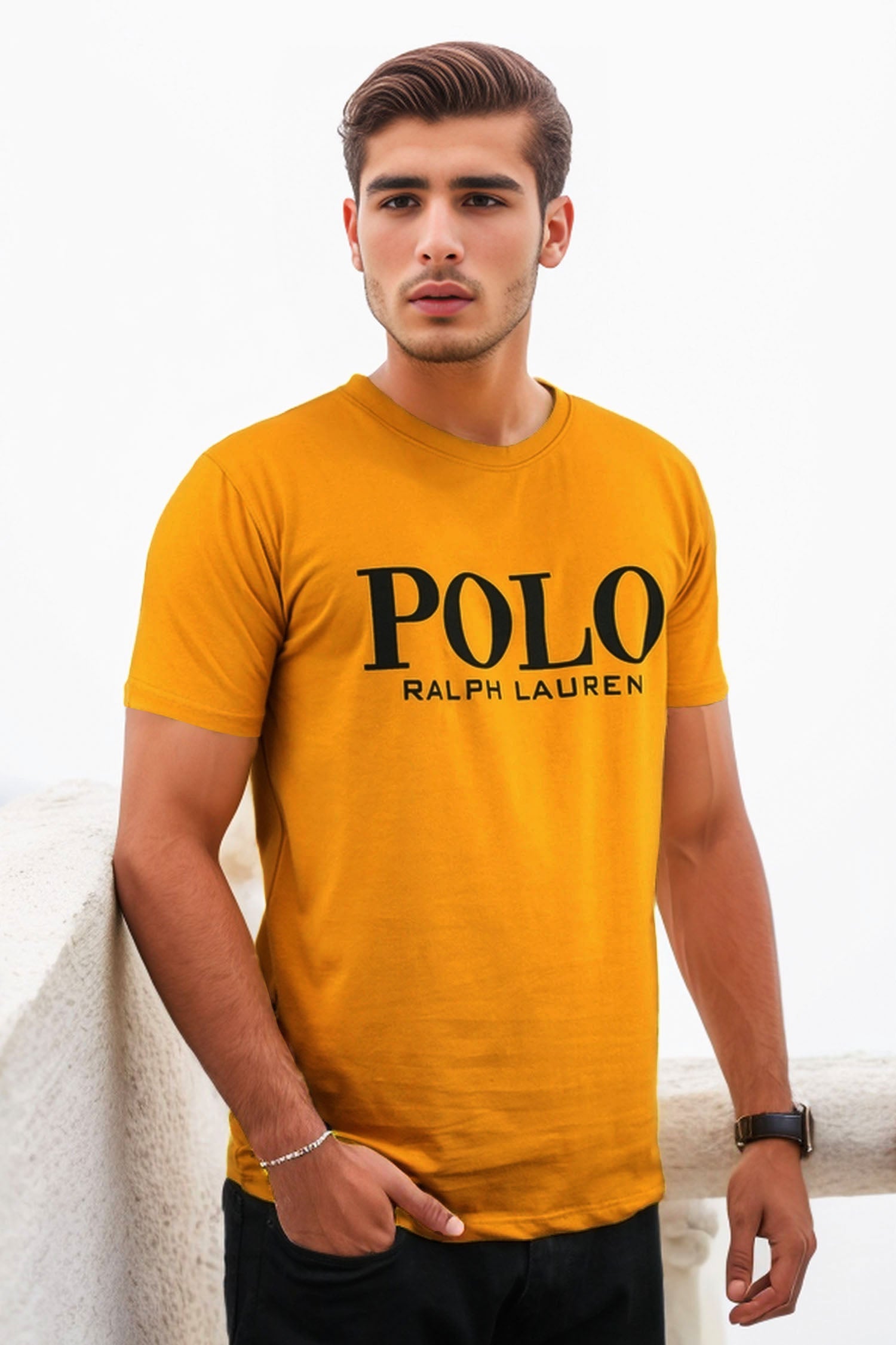 Raph Luran Polo Slogan Round Neck T-Shirt