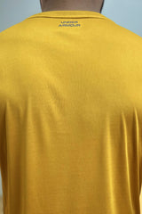 Dry Fit Crew Neck Tee With Undr Armor Reflector Logo In Mustard Yellow