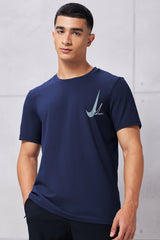 Nke Air Force Front Logo Dry Fit Tee In Dark Navy