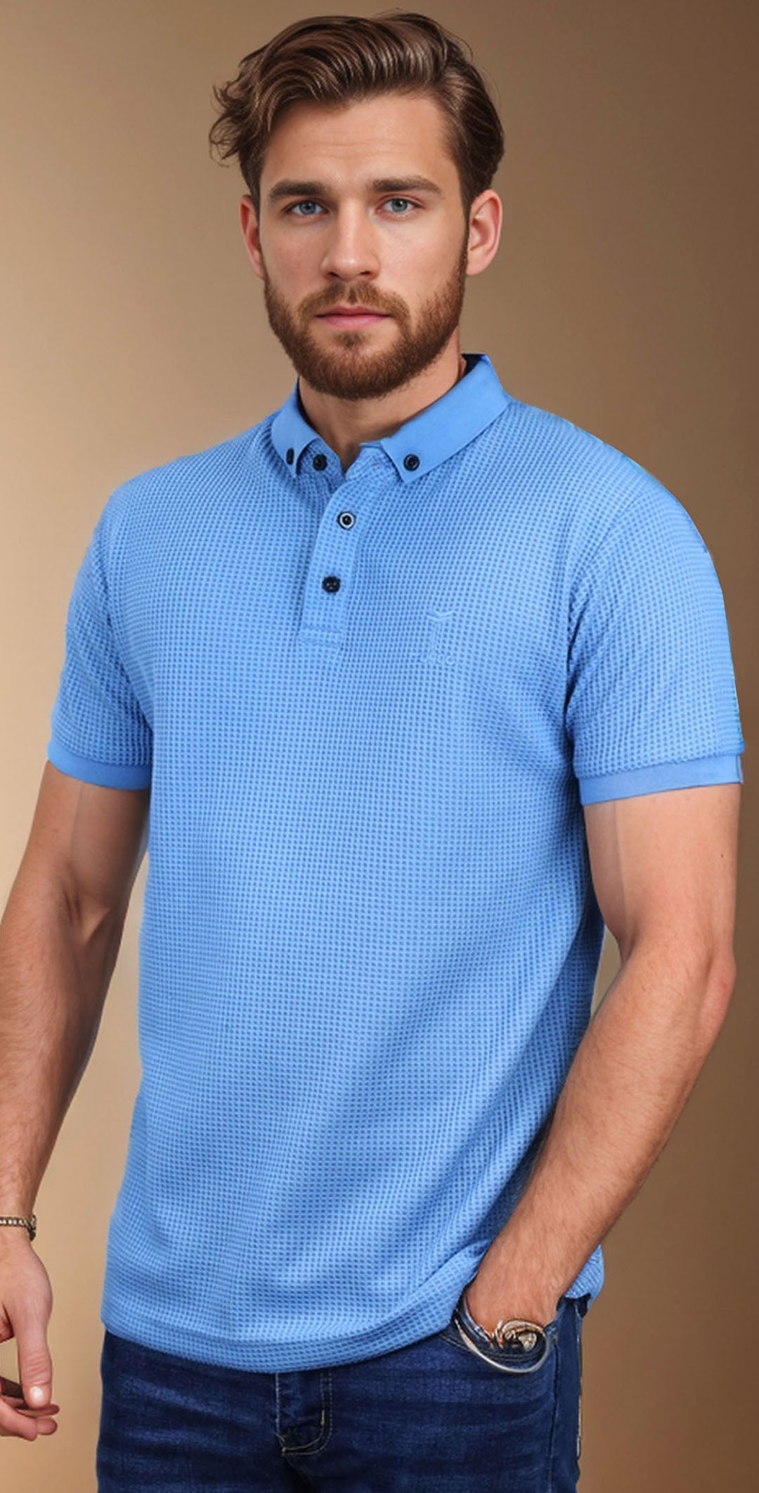 Self Texture Turbo Men Polo Shirt