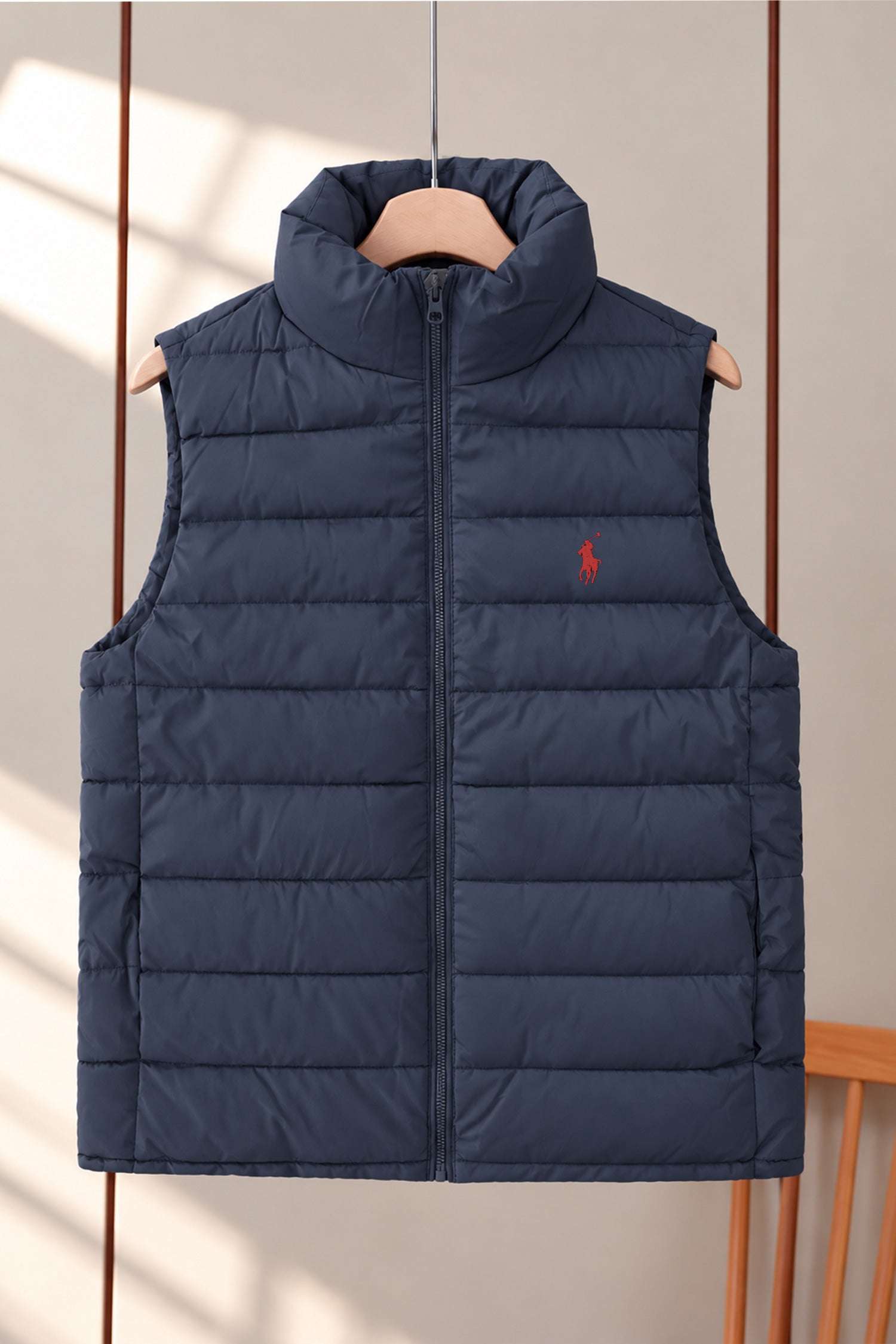 Polo Packable Down Imported Puffer Men's Gilet In Navy Blue