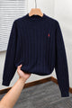Polo Old Money Aesthetic Textured Imported Men's Sweater In Navy Blue