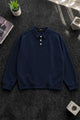Turbo Minimal Urban Knit-Style Imported Collared Men's Sweatshirt In Navy Blue