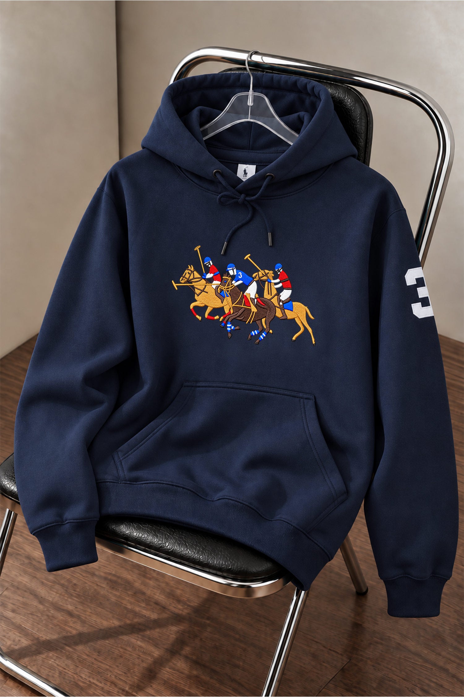 Polo Raph Luren Triple-Pony Men's Hoodie In Navy Blue