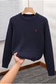 Polo Warm Cable Knit Lining Imported Men's Sweater In Navy Blue
